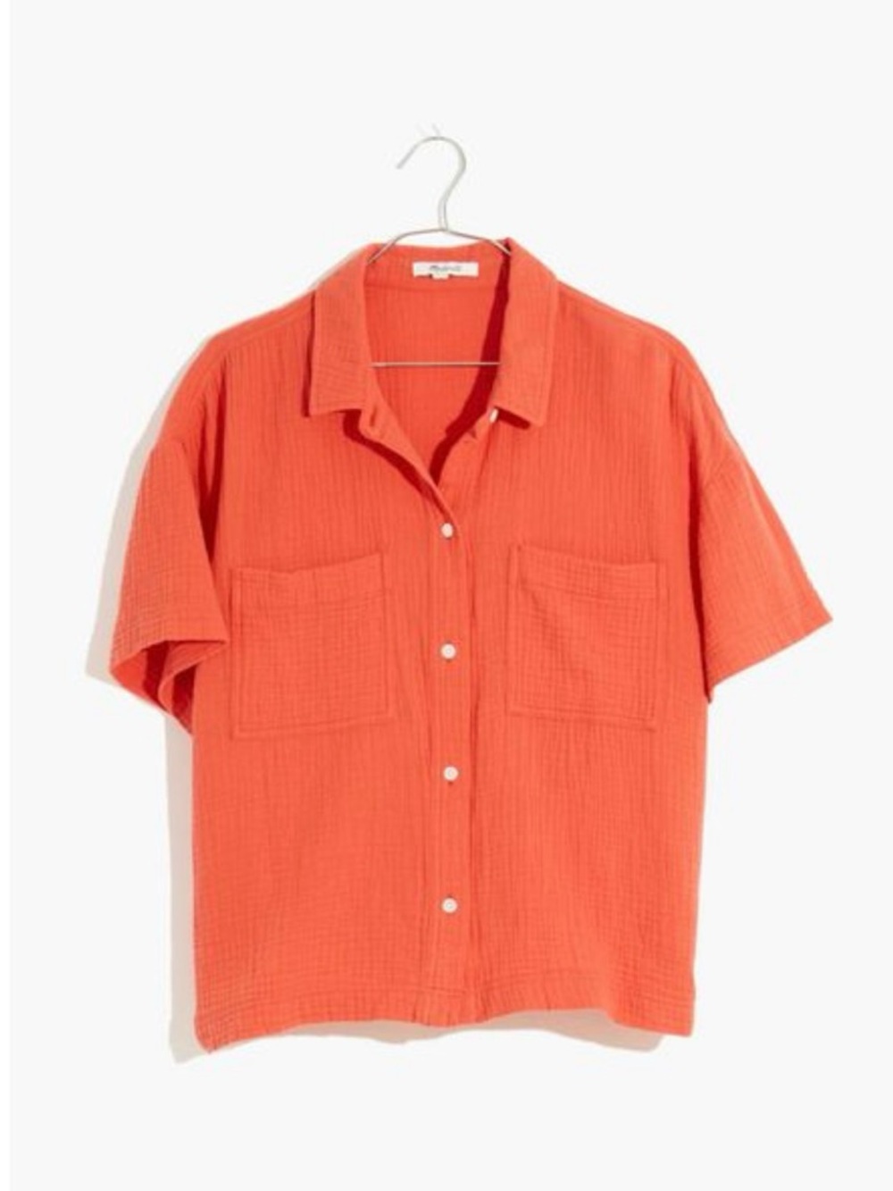 Madewell Lightspun Beachside Shirt in Orange Size Small